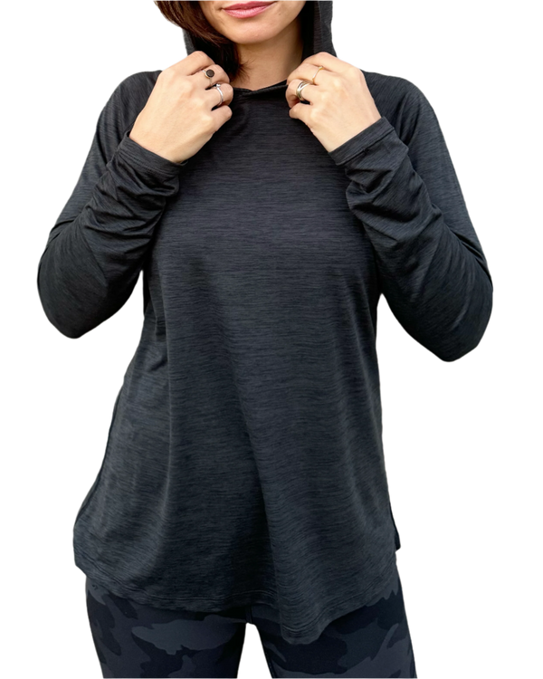 100% Made in USA Female Sun Hoodie (Midnight Grey)