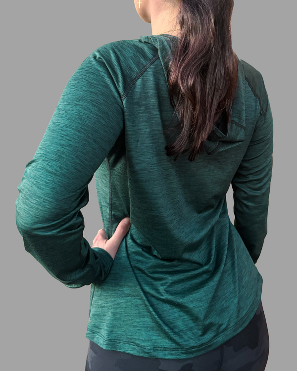 100% Made in USA Female Sun Hoodie - Scarab Green