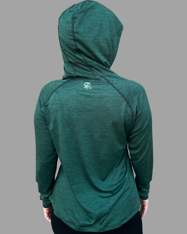 100% Made in USA Female Sun Hoodie - Scarab Green