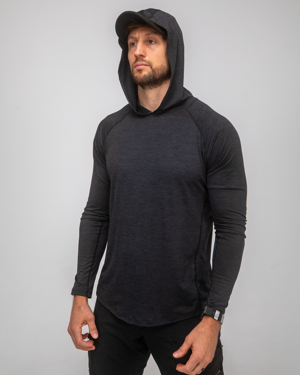 100% Made in USA Mens Sun Hoodie (Midnight Grey)