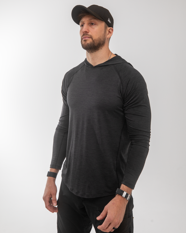 100% Made in USA Mens Sun Hoodie (Midnight Grey)