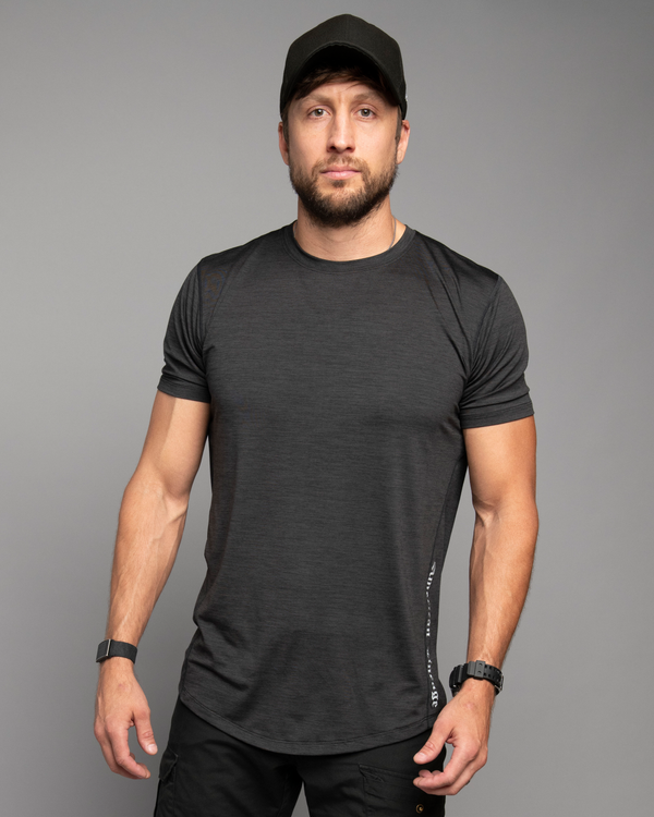 100% American Made Mens Lightweight Quick Dry T Shirt - Dark Grey