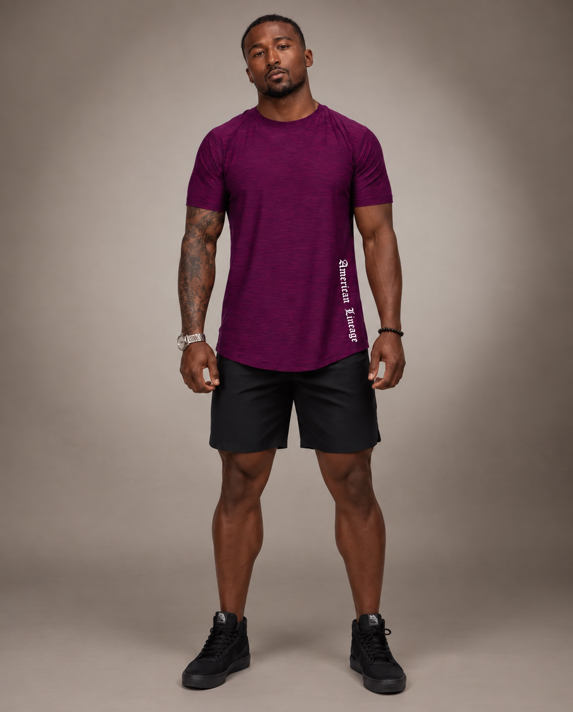 Heritage Royalty Purple Tee shown in a finished garment